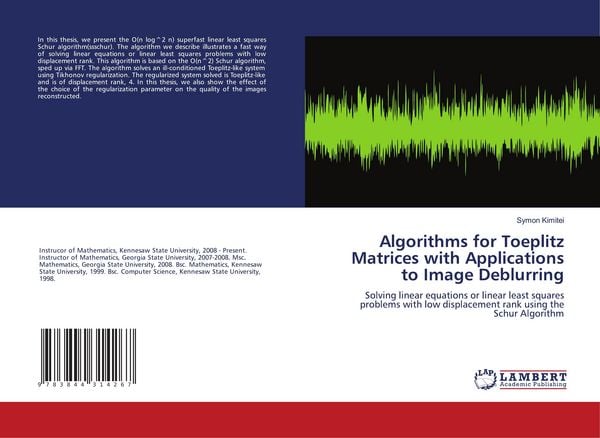 Produktbild: Algorithms for Toeplitz Matrices with Applications to Image Deblurring