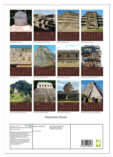 Produktbild: Klassisches Mexiko (hochwertiger Premium Wandkalender 2026 DIN A2 hoch), Kunstdruck in Hochglanz