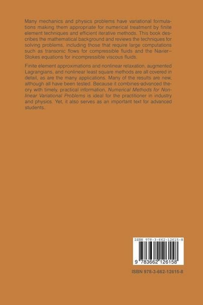 Produktbild: Numerical Methods for Nonlinear Variational Problems