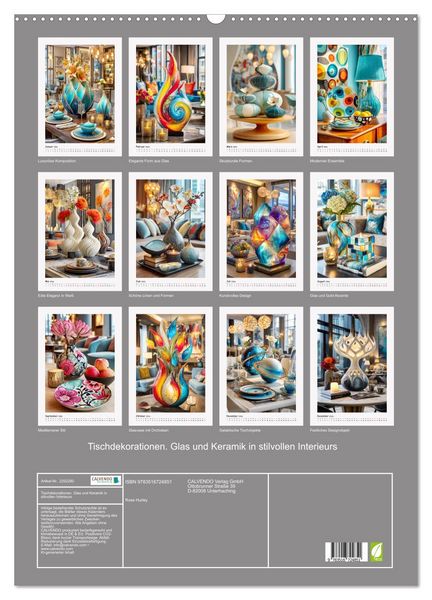 Produktbild: Tischdekorationen. Glas und Keramik in stilvollen Interieurs (Wandkalender 2026 DIN A2 hoch), CALVENDO Monatskalender