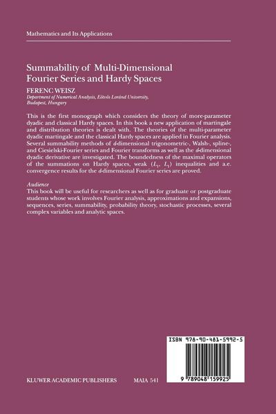 Produktbild: Summability of Multi-Dimensional Fourier Series and Hardy Spaces