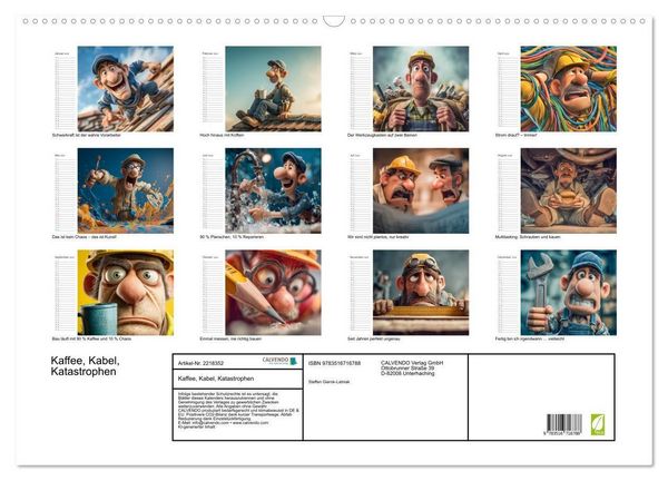 Produktbild: Kaffee, Kabel, Katastrophen (Wandkalender 2026 DIN A2 quer), CALVENDO Monatskalender