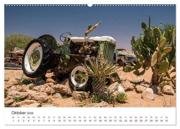 Produktbild: Solitaire Alte verlassene Autos in der namibischen W&uuml;ste (hochwertiger Premium Wandkalender 2026 DIN A2 quer), Kunstdruck in Hochglanz