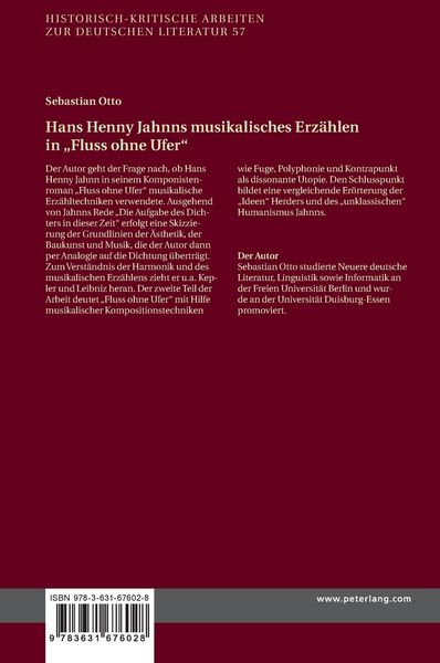 Produktbild: Hans Henny Jahnns musikalisches Erz&auml;hlen in &laquo;Fluss ohne Ufer&raquo;