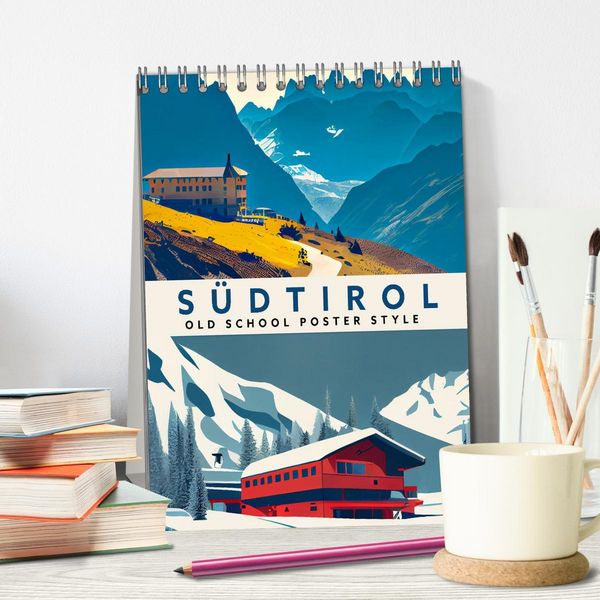 Produktbild: S&uuml;dtirol - Old School Poster Style (Tischkalender 2026 DIN A5 hoch), CALVENDO Monatskalender