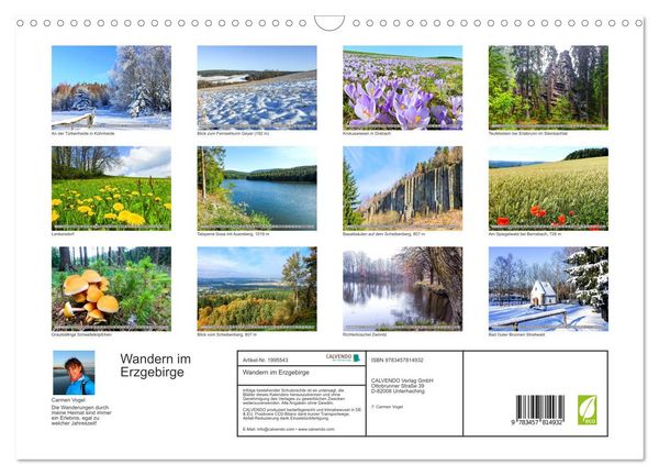 Produktbild: Wandern im Erzgebirge (Wandkalender 2026 DIN A3 quer), CALVENDO Monatskalender