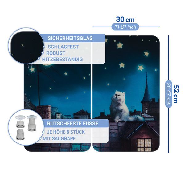 Produktbild: Herdabdeckplatte Universal Mod. Moon Cat, 2er Set, f&uuml;r alle Herdarten geeignet