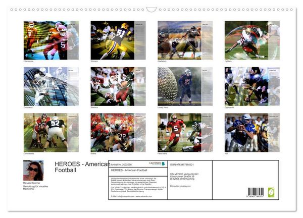 Produktbild: HEROES - American Football (Wandkalender 2026 DIN A2 quer), CALVENDO Monatskalender
