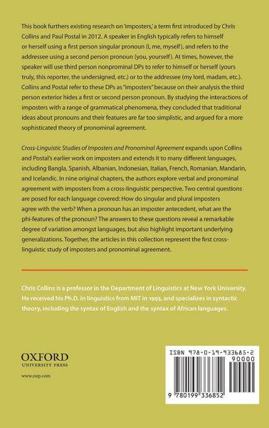 Produktbild: Cross-Linguistic Studies of Imposters and Pronominal Agreement