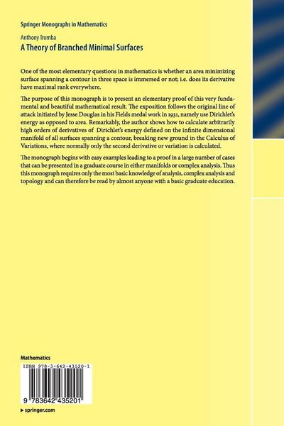 Produktbild: A Theory of Branched Minimal Surfaces