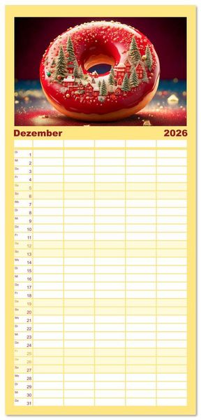 Produktbild: Familienplaner 2026 - Donuts - Eine Reise durch die Jahreszeiten mit 5 Spalten (Wandkalender, 21 x 45 cm) CALVENDO