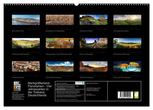 Produktbild: Markgr&auml;flerland-Panoramen - Vier Jahreszeiten in der Toskana Deutschlands (hochwertiger Premium Wandkalender 2026 DIN A2 quer), Kunstdruck in Hochglanz