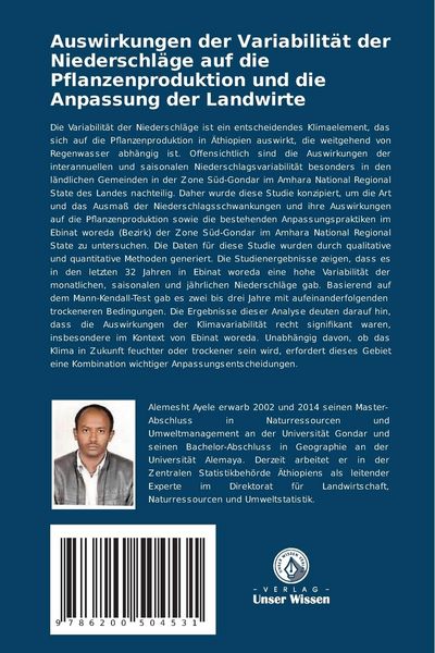 Produktbild: Auswirkungen der Variabilit&auml;t der Niederschl&auml;ge auf die Pflanzenproduktion und die Anpassung der Landwirte