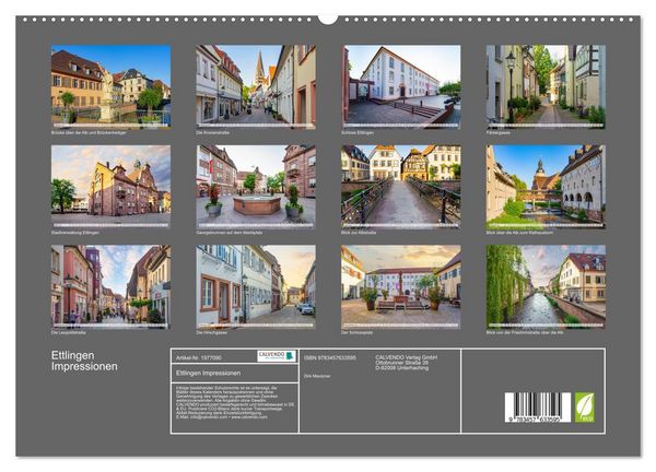 Produktbild: Ettlingen Impressionen (Wandkalender 2026 DIN A2 quer), CALVENDO Monatskalender