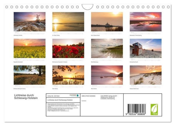 Produktbild: Lichtreise durch Schleswig-Holstein (Wandkalender 2026 DIN A4 quer), CALVENDO Monatskalender