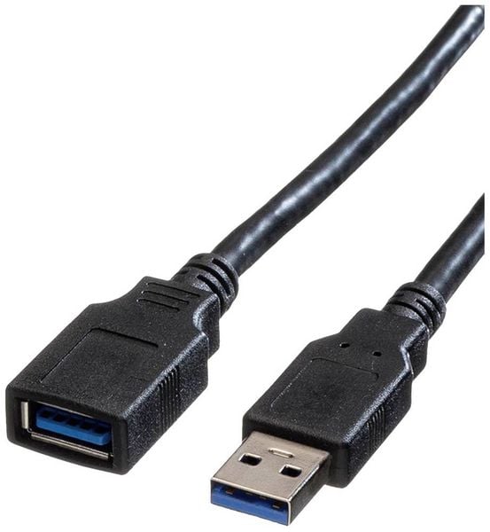 Produktbild: Roline USB-Kabel USB 3.2 Gen1 USB-A Stecker, USB-A Buchse 0.80m Schwarz Geschirmt 11.02.8977