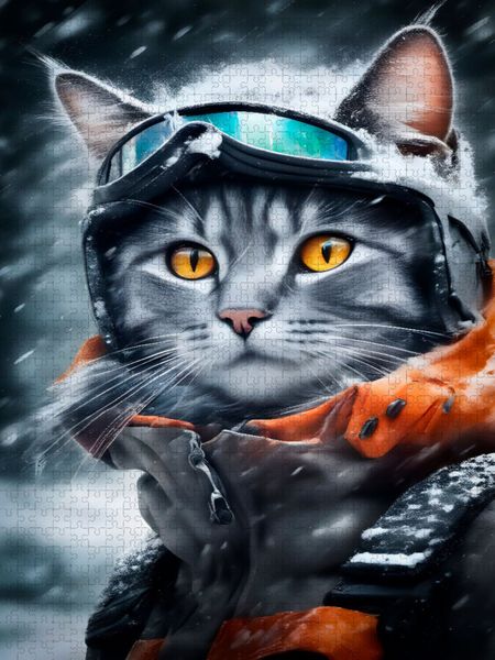 Produktbild: CALVENDO Puzzle Katze beim Outdoorsport - Winterwandern | 1000 Teile Lege-Gr&ouml;&szlig;e 64x48cm Foto-Puzzle f&uuml;r gl&uuml;ckliche Stunden