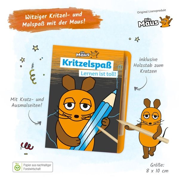 Produktbild: Tr&ouml;tsch Die Maus Mini-Kratzblock Kritzelspa&szlig; Lernen ist toll