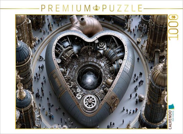 CALVENDO Puzzle Gigantisches Uhrwerkherz der Zukunft | 1000 Teile Lege-Größe 64x48cm Foto-Puzzle für glückliche Stunden