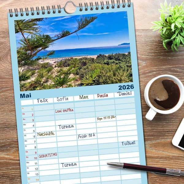 Produktbild: Familienplaner 2026 - Kos - zauberhafte Insel des Dodekanes mit 5 Spalten (Wandkalender, 21 x 45 cm) CALVENDO