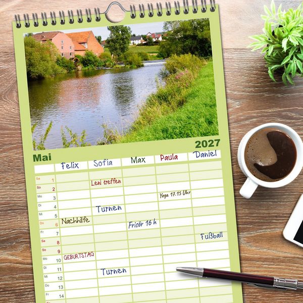 Produktbild: Familienplaner 2027 - Die Fulda mit 5 Spalten (Wandkalender, 21 x 45 cm) CALVENDO