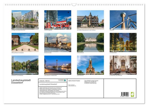 Produktbild: Landeshauptstadt D&uuml;sseldorf (Wandkalender 2026 DIN A2 quer), CALVENDO Monatskalender