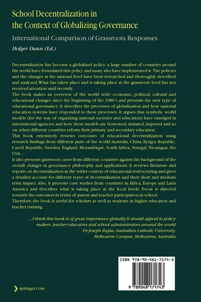 Produktbild: School Decentralization in the Context of Globalizing Governance