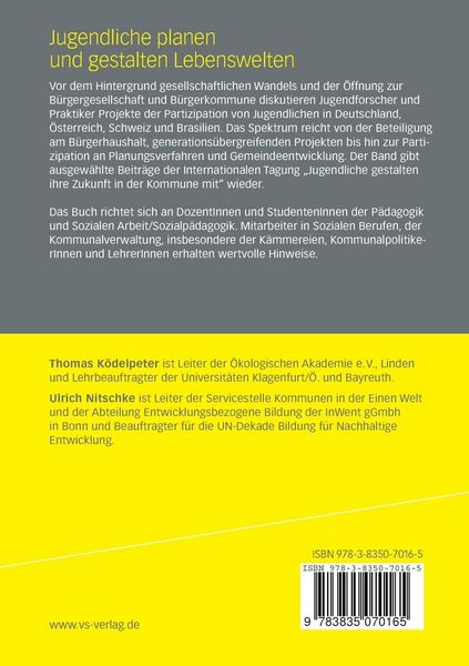 Produktbild: Jugendliche planen und gestalten Lebenswelten