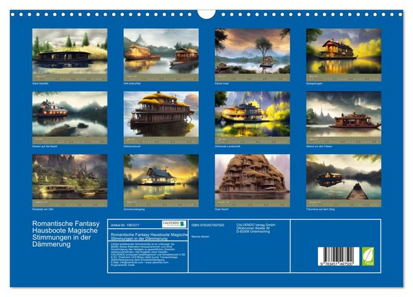 Produktbild: Romantische Fantasy Hausboote Magische Stimmungen in der D&auml;mmerung (Wandkalender 2026 DIN A3 quer), CALVENDO Monatskalender