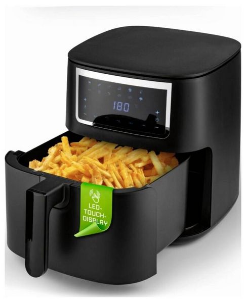 Produktbild: GourmetMaxx GOURMETmaxx Hei&szlig;luft-Fritteuse Digital 7l 1700W schwarz matt/Edelstahl Hei&szlig;luft-Fritteuse 6.5 l 1700 W Schwarz