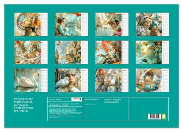Produktbild: Venezianische Impressionen - Kunstvolle Fantasiewerke (PLANER) (Wandkalender 2026 DIN A2 quer), CALVENDO Monatskalender