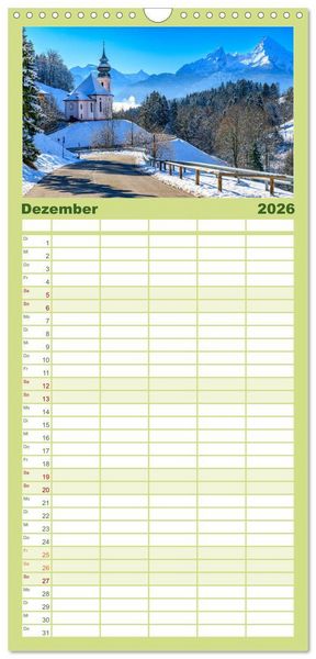 Produktbild: Familienplaner 2026 - Urlaub im Berchtesgadener Land mit 5 Spalten (Wandkalender, 21 x 45 cm) CALVENDO