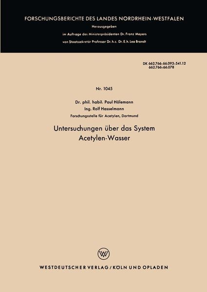 Produktbild: Untersuchungen &uuml;ber das System Acetylen-Wasser