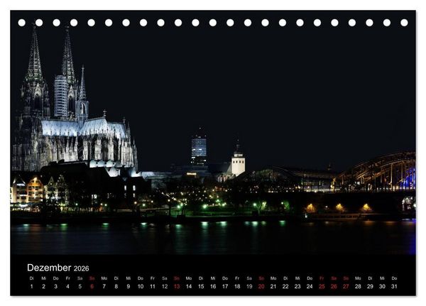 Produktbild: K&ouml;ln bei Nacht (Tischkalender 2026 DIN A5 quer), CALVENDO Monatskalender