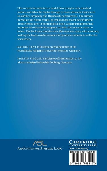 Produktbild: A Course in Model Theory