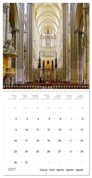 Produktbild: D&eacute;couverte des c&eacute;l&egrave;bres cath&eacute;drales fran&ccedil;aises (Calendrier mural carr&eacute; 2027 30x30 cm) Calendrier double avec une page pour vos prises de notes