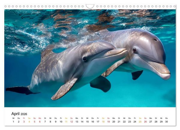 Produktbild: Delfine - Wellen K&uuml;nstler (Wandkalender 2026 DIN A3 quer), CALVENDO Monatskalender