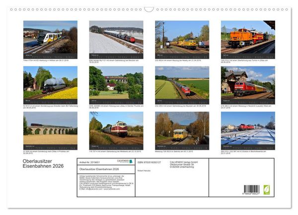 Produktbild: Oberlausitzer Eisenbahnen 2026 (Wandkalender 2026 DIN A2 quer), CALVENDO Monatskalender
