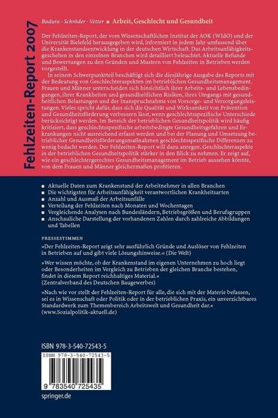 Produktbild: Fehlzeiten-Report 2007