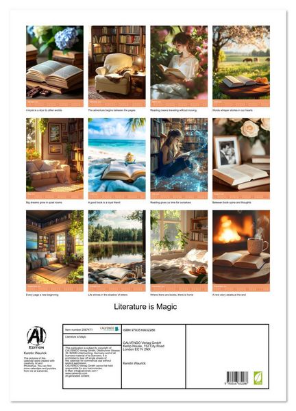 Produktbild: Literature is Magic (Wall Calendar 2026 DIN A2 portrait), CALVENDO 12 Month Wall Calendar