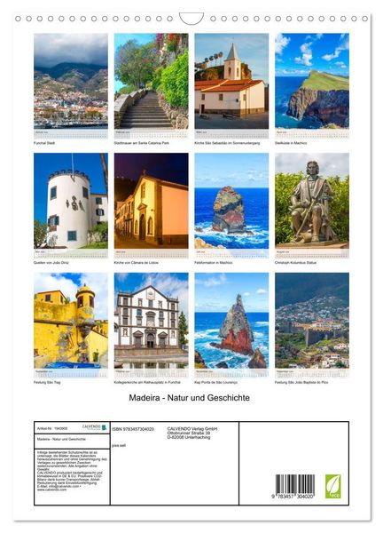 Produktbild: Madeira - Natur und Geschichte (Wandkalender 2026 DIN A3 hoch), CALVENDO Monatskalender