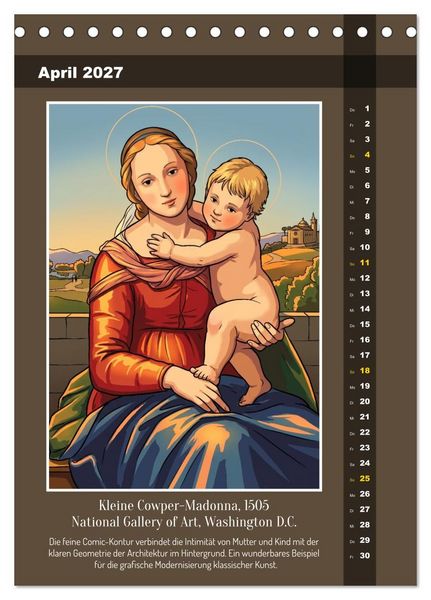 Produktbild: Raffael 2.0, Renaissance-Madonnen als Graphic Novel (Tischkalender 2027 DIN A5 hoch), CALVENDO Monatskalender