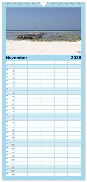 Produktbild: Familienplaner 2026 - Sansibar mit 5 Spalten (Wandkalender, 21 x 45 cm) CALVENDO