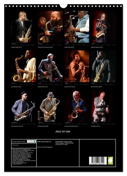 Produktbild: Jazz on sax (Calendrier mural 2026 DIN A3 horizontal), CALVENDO calendrier mensuel
