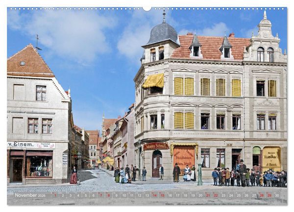 Produktbild: Aschersleben zur Kaiserzeit in Farbe &ndash; Kolorierte Schwarzwei&szlig;fotografien (hochwertiger Premium Wandkalender 2026 DIN A2 quer), Kunstdruck in Hochglanz