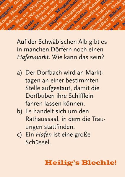 Produktbild: Heiligs Blechle! Schw&auml;bisches Dialekt-Quiz