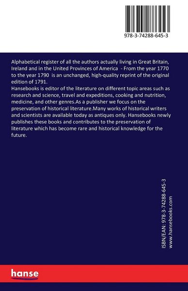 Produktbild: Alphabetical register of all the authors actually living in Great Britain, Ireland and in the United Provinces of America