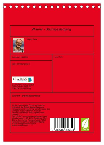 Produktbild: Wismar - Stadtspaziergang (Tischkalender 2026 DIN A5 hoch), CALVENDO Monatskalender