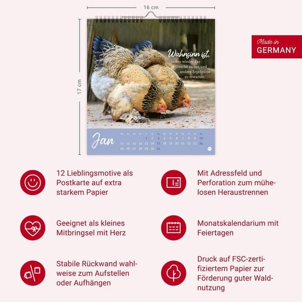 Produktbild: H&uuml;hner Postkartenkalender 2027 - Ach, du verr&uuml;cktes Huhn!