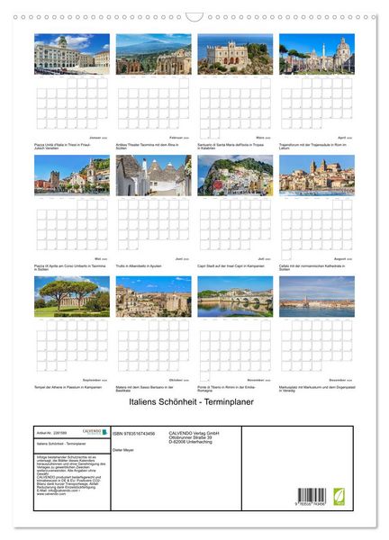 Produktbild: Italiens Sch&ouml;nheit - Terminplaner (Wandkalender 2026 DIN A2 hoch), CALVENDO Monatskalender